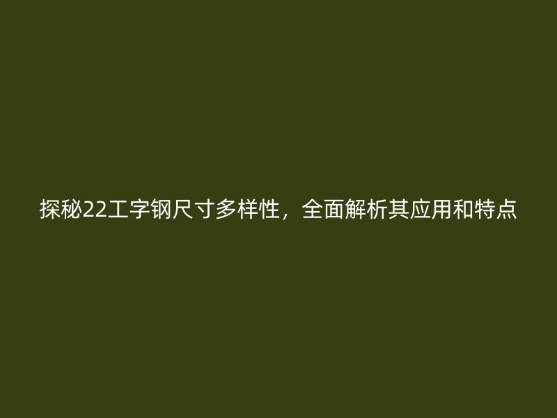 探秘22工字鋼尺寸多樣性，全面解析其應(yīng)用和特點(diǎn)