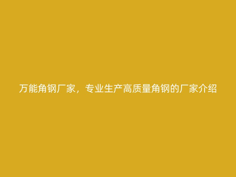 萬能角鋼廠家，專業生產高質量角鋼的廠家介紹