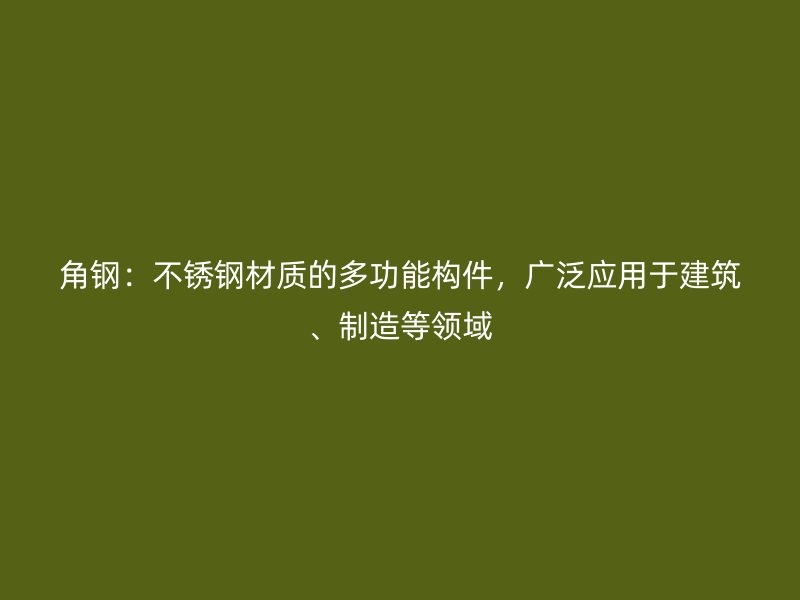 角鋼：不銹鋼材質的多功能構件，廣泛應用于建筑、制造等領域